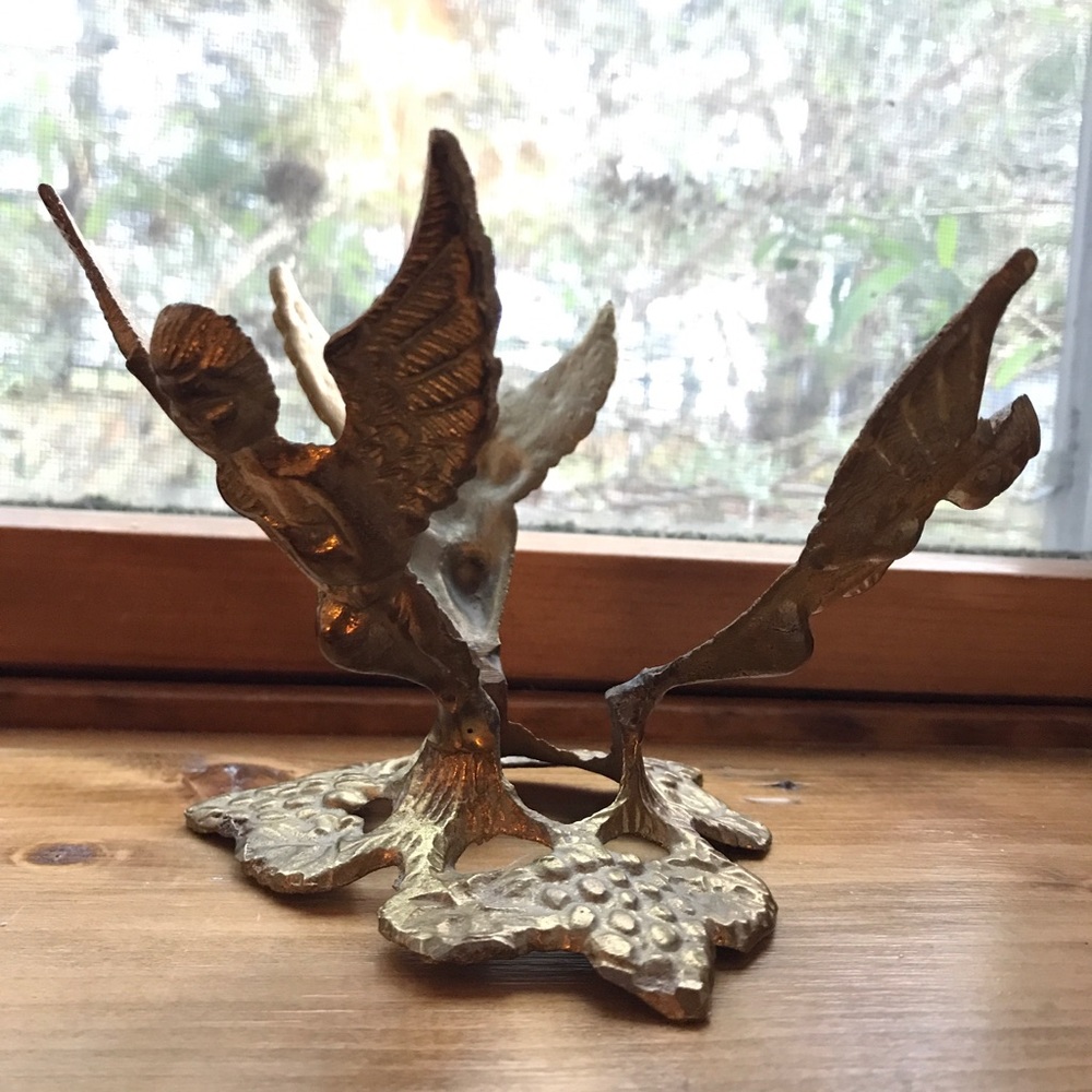 Vintage Brass Cherub Bowl Holder